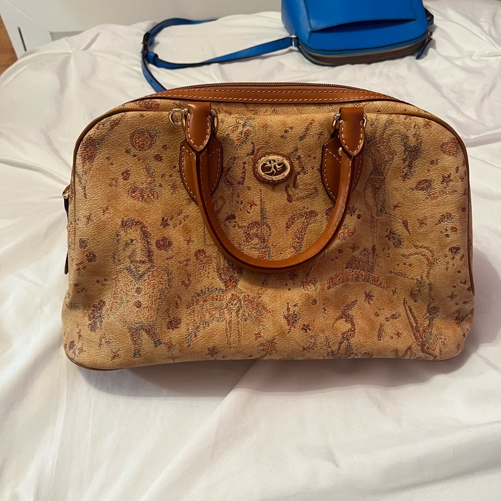 Piero Guidi Tan Patterned Satchel